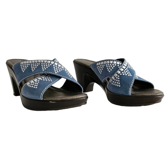 Naturalizer Bavaro Blue Jean Suede Heeled Sandals with Rhinestones | NIB | 6.5 M - Picture 11 of 14